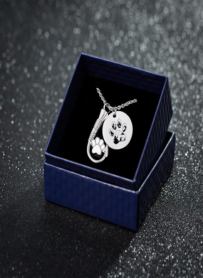 Gredstar Dog Paw Fish Hook Cremation Necklace - Stainless Steel Ashes Urn Pendant, Pet Loss Memorial Gift for Fishermen (Silver-Paw Print) - Image 5