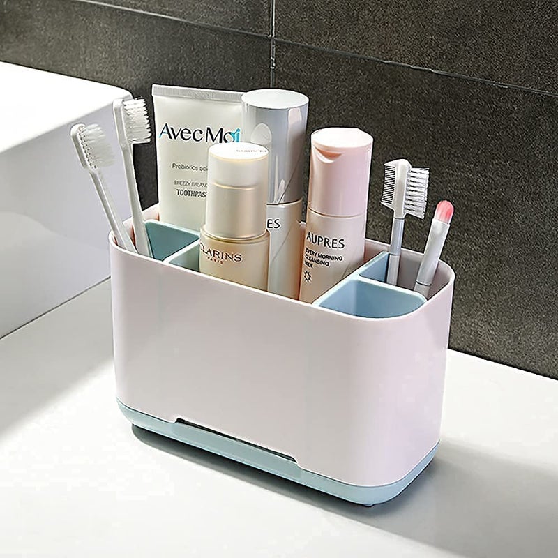 PUJI Bathroom EasyStore Toothbrush Caddy Toothbrush Holders Stand Bathroom Shelves and Racks Upgraded Bathroom Toothbrush Holder Multipurpose Storage Holder Stand for Bathroom - Image 2