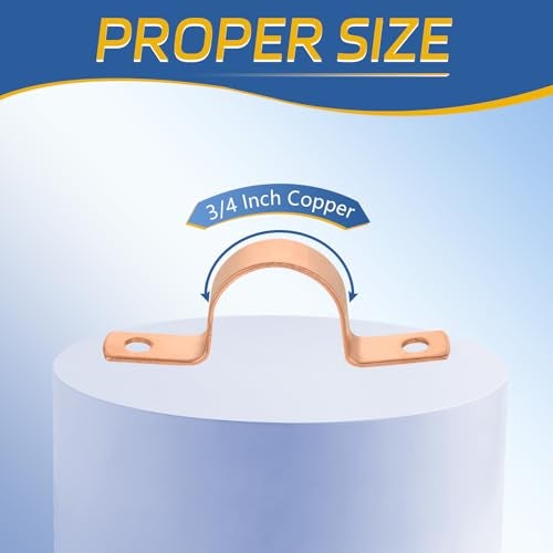 GUOFIS 30PACK GUOFIS 34Inch C x 34Inch C Copper Pipe Straps Clamp with Two Holes TwoHole Clamps Mount for Residential CommercialCOPPER024 - Image 3