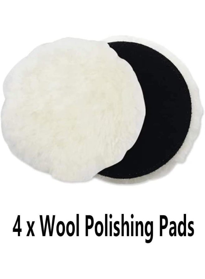 6 Pcs 6 Inch Wool Polishing Buffing Pad Polishing Buffing Wheel for Drill Buffer Attachment with M14 Drill Adapter - Image 3