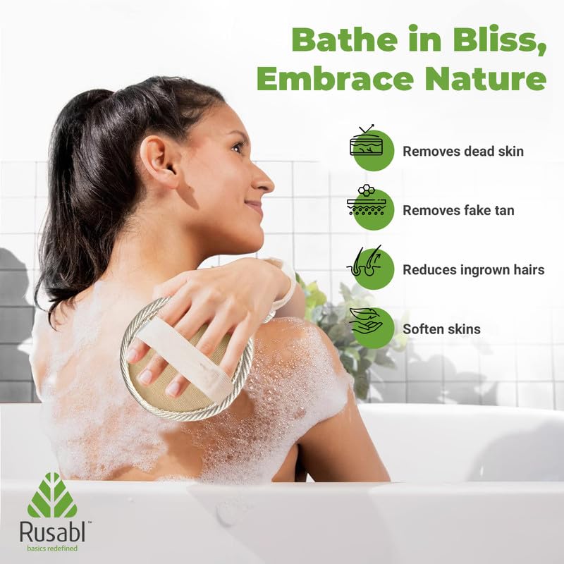 Rusabl Ramie Bath Loofah for Body Deep Cleansing and Scrubbing (Pack of 2, Round) Reusable Exfoliating Scrub Sponge, Made of Natural Fibre, Scrubber for Men and Women, Cleanses and Gently Exfoliates Skin - Image 4
