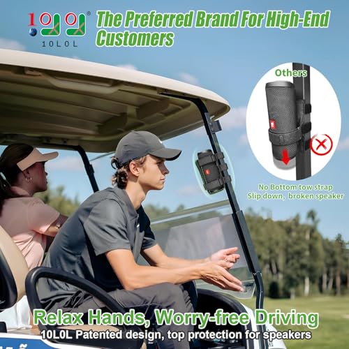 10L0L Golf Cart Speaker Mount Adjustable Strap Bluetooth Wireless Speaker Holder for Yamaha EZGO Club Car Carts and Bike ATV AntiSlip Secure Rail Mount - Image 3