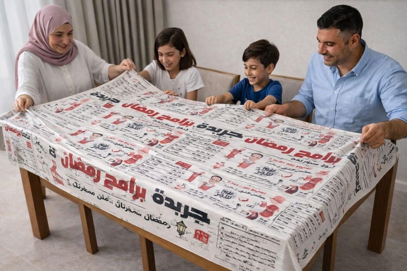 Table Roll – Disposable Plastic Tablecloth with Newspaper Print, Easy to Cut and Install, Perfect for Dining, Parties, and Festive Gatherings (One pack) - Image 1