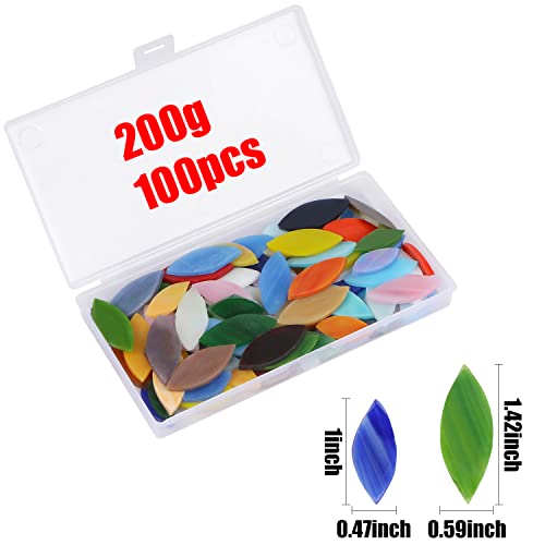 Aunifun Flat Glass Mosaic Tiles, 100 pcs Stained Glass Mosaic, Petal Mosaic Tiles Flower Leaves Tiles for Home Decoration DIY Crafts - Image 2