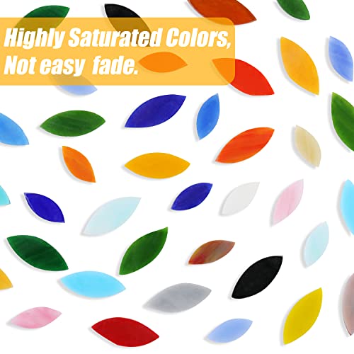 Aunifun Flat Glass Mosaic Tiles, 100 pcs Stained Glass Mosaic, Petal Mosaic Tiles Flower Leaves Tiles for Home Decoration DIY Crafts - Image 5