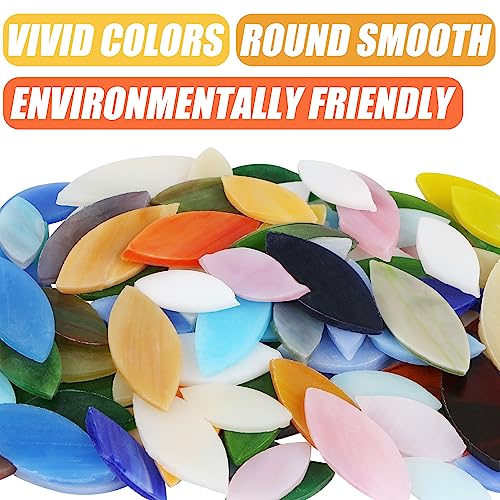 Aunifun Flat Glass Mosaic Tiles, 100 pcs Stained Glass Mosaic, Petal Mosaic Tiles Flower Leaves Tiles for Home Decoration DIY Crafts - Image 4