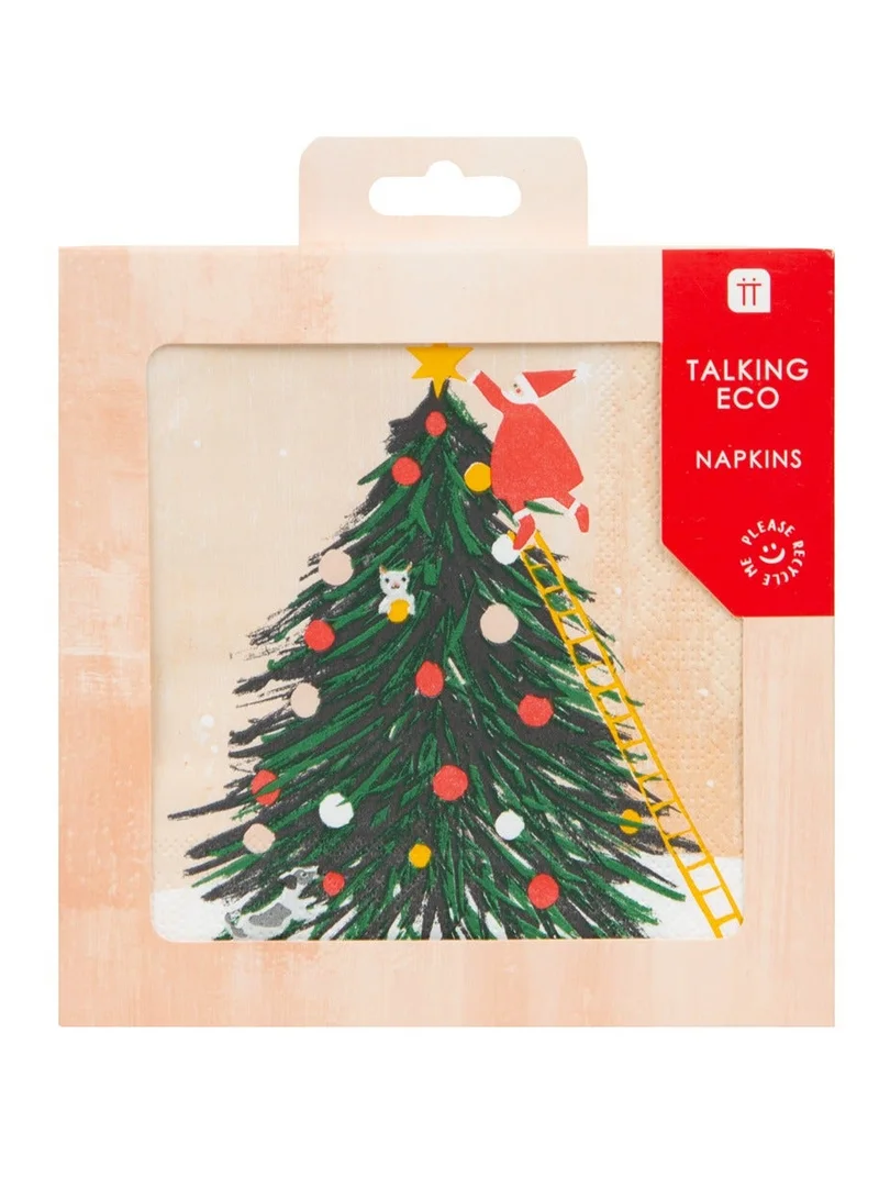 Talking Tables Craft With Santa Tree Napkin, 33Cm, 20 Pack