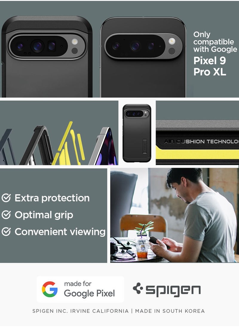 Spigen - غطاء حماية Tough Armor لهاتف Google Pixel 9 Pro XL مع إسفنج شديد التحمل - أسود - Image 1