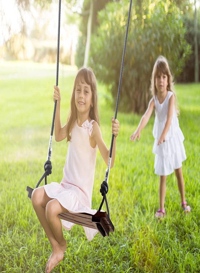 PELLOR Wood Swing Seat, Carbonized Hanging Wood Tree Swing 16.9 x7.9 x0.5 in for Adult Kids Children Anticorrosive & 100% Waterproof Wooden Swing Set 440lbs Load Indoor Outdoor Backyard Play - Image 2