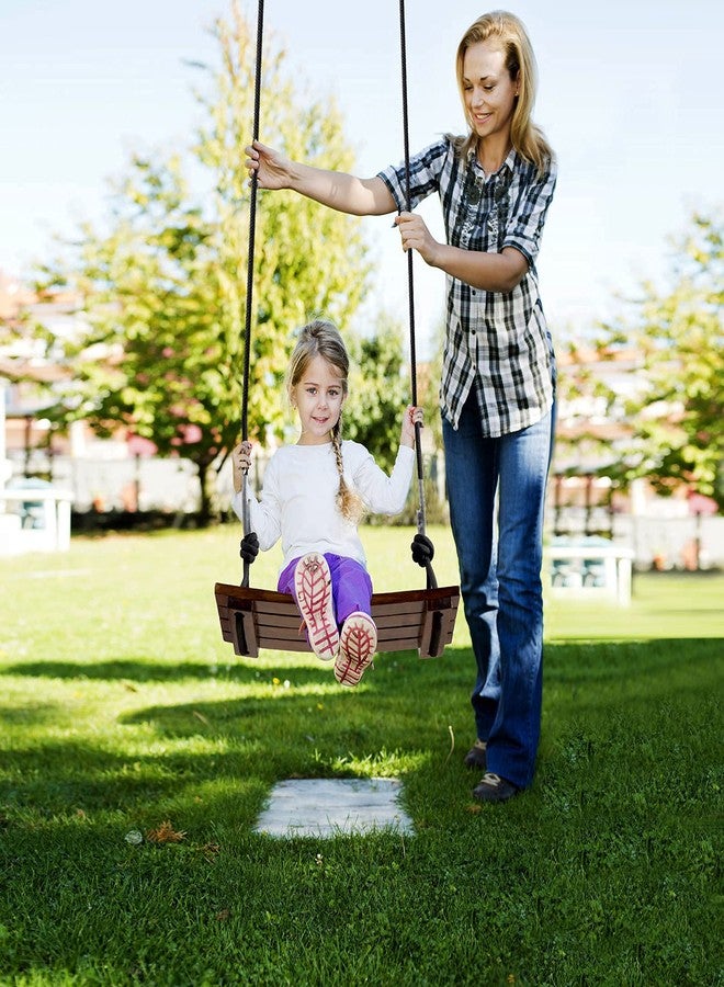 PELLOR Wood Swing Seat, Carbonized Hanging Wood Tree Swing 16.9 x7.9 x0.5 in for Adult Kids Children Anticorrosive & 100% Waterproof Wooden Swing Set 440lbs Load Indoor Outdoor Backyard Play - Image 5