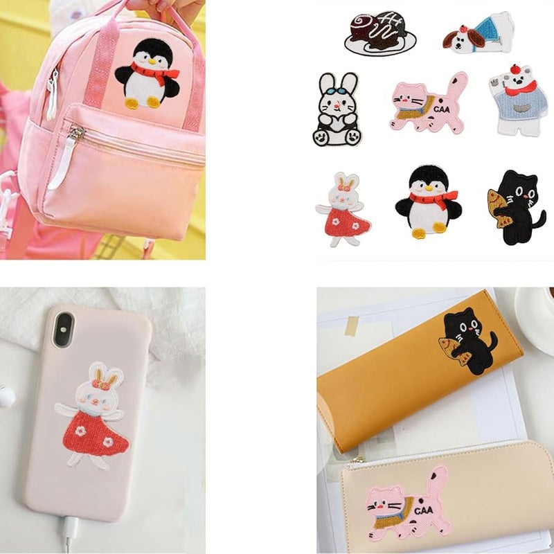 8 قطع رقاعات مطرزة بالأرانب للكي لإصلاح الملابس والحقائب والدينيم - Image 2