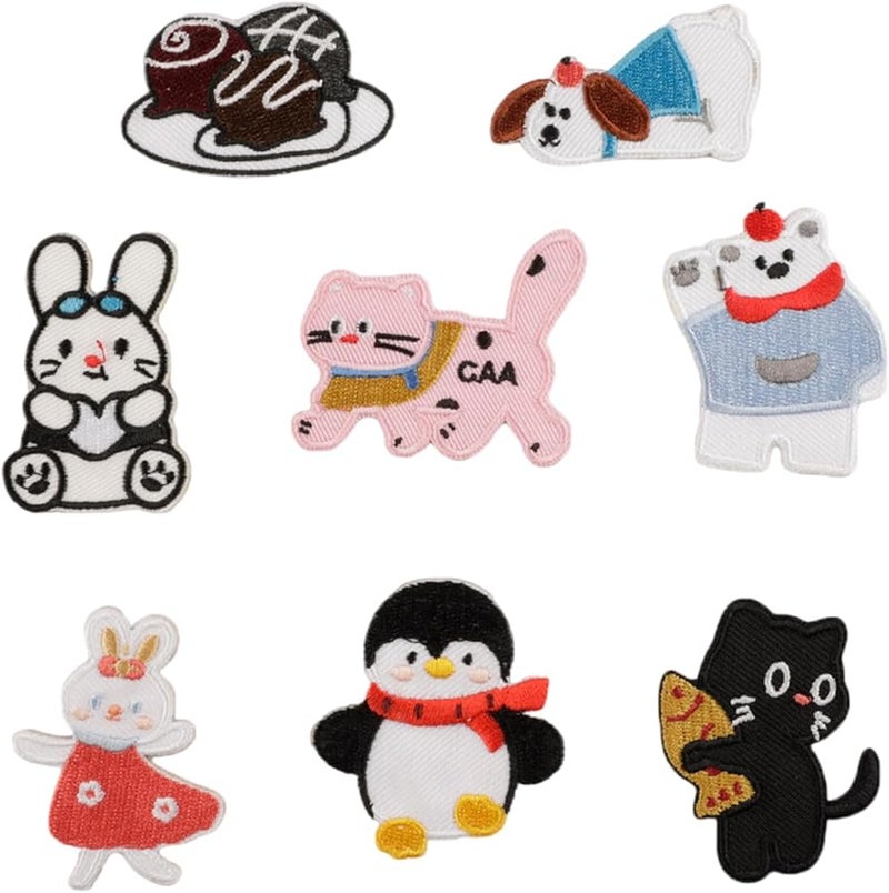 8 قطع رقاعات مطرزة بالأرانب للكي لإصلاح الملابس والحقائب والدينيم - Image 1