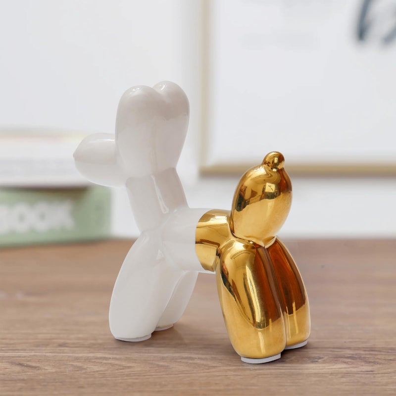 Notakia Cute Ceramics Balloon Dog Statue Crafts Living Room Desktop Decorations,Handmade Modern Small Ceramic Animal Statue Ornament Home Decor Accents - Image 3