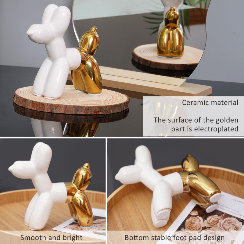 Notakia Cute Ceramics Balloon Dog Statue Crafts Living Room Desktop Decorations,Handmade Modern Small Ceramic Animal Statue Ornament Home Decor Accents - Image 2