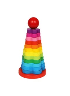 MUMS PLANET Wooden Rainbow Tower Stacking Blocks Toy - Colorful Montessori Toy for Children's Education - Innovative Educational Gift for Developing Children's Intelligence.  - Image 2