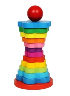MUMS PLANET Rainbow Wooden Tower Blocks Game, 13 Blocks, Colorful Montessori Toy for Kids, Innovative Educational Gift for Developing Children's Intelligence, Baby Toys, Development Toys, Educational Toys, Montessori  - Image 4