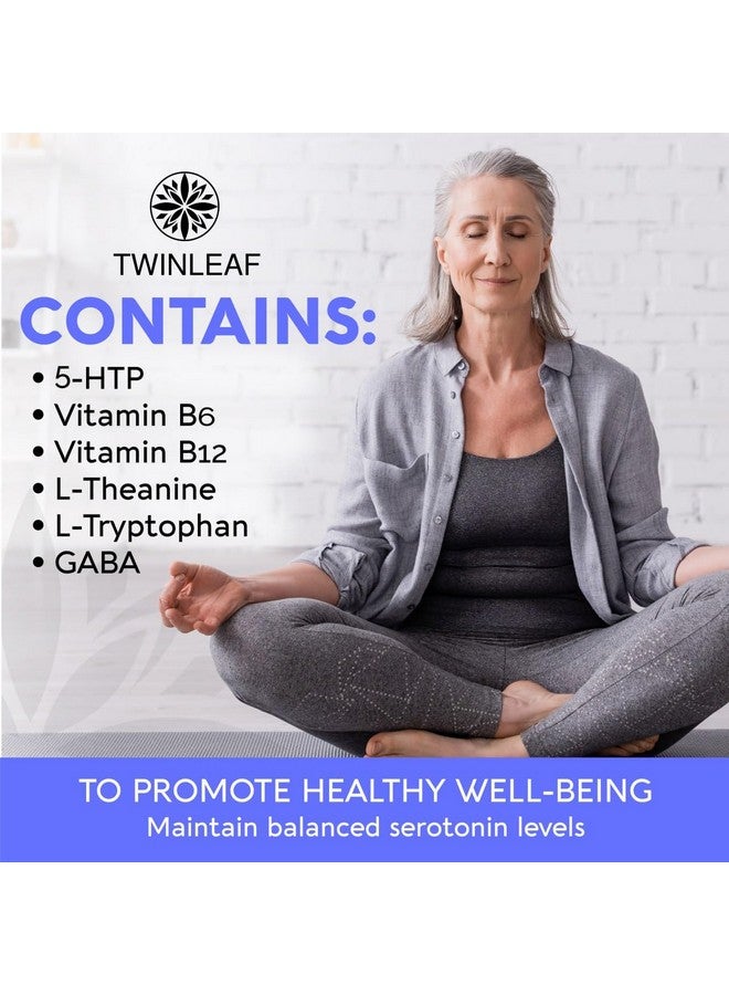 TWINLEAF Natural Serotonin Supplement - Made in USA 5HTP Serotonin & Cortisol Manager - Serotonin Booster Vitamin Supplement for Women with 5-HTP, Vitamin B6, B12, GABA, L Theanine, L Tryptophan - 60 capsules - Image 3