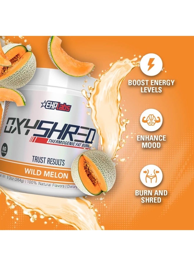 EHP Labs OxyShred Pre Workout Powder & Shredding Supplement - Preworkout Powder with L Glutamine & Acetyl L Carnitine, Energy Boost Drink - Wild Melon, 60 Servings  - Image 3