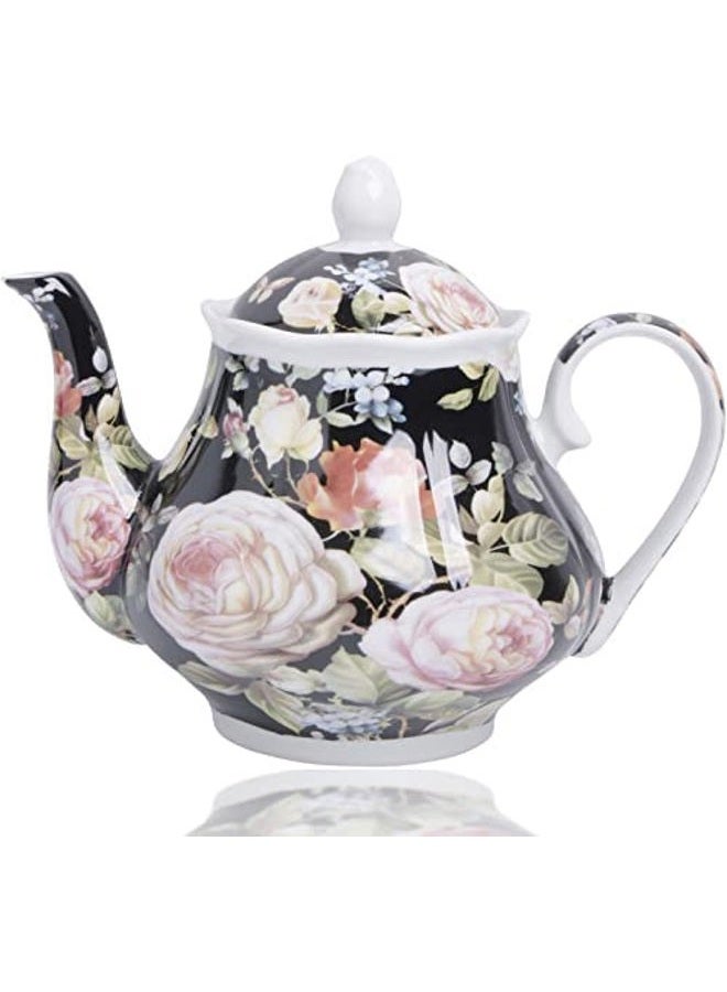 Palais Essentials European Style Ceramic Teapot Coffee Pot Water Pot Porcelain Vintage Gift Tea Pot - Moonlight Rose - Image 1