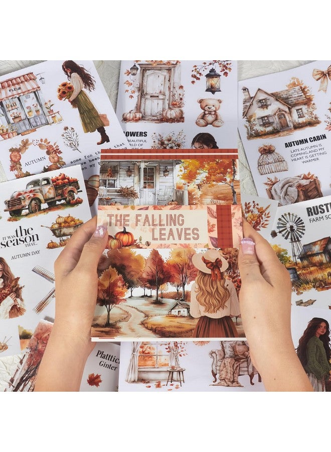 Dwpetzo Cozy Autumn Journaling Sticker Book, 20 Sheets Pe-Cut PET, Washi Tape, and Craft Paper Stickers for Junk Journal Supplies, Aesthetic Fall Stickers for Scrapbooking, Planner, Bujo, Collage - Image 5