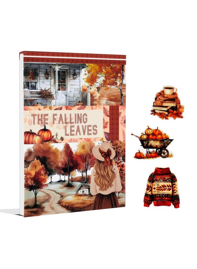 Dwpetzo Cozy Autumn Journaling Sticker Book, 20 Sheets Pe-Cut PET, Washi Tape, and Craft Paper Stickers for Junk Journal Supplies, Aesthetic Fall Stickers for Scrapbooking, Planner, Bujo, Collage - Image 1
