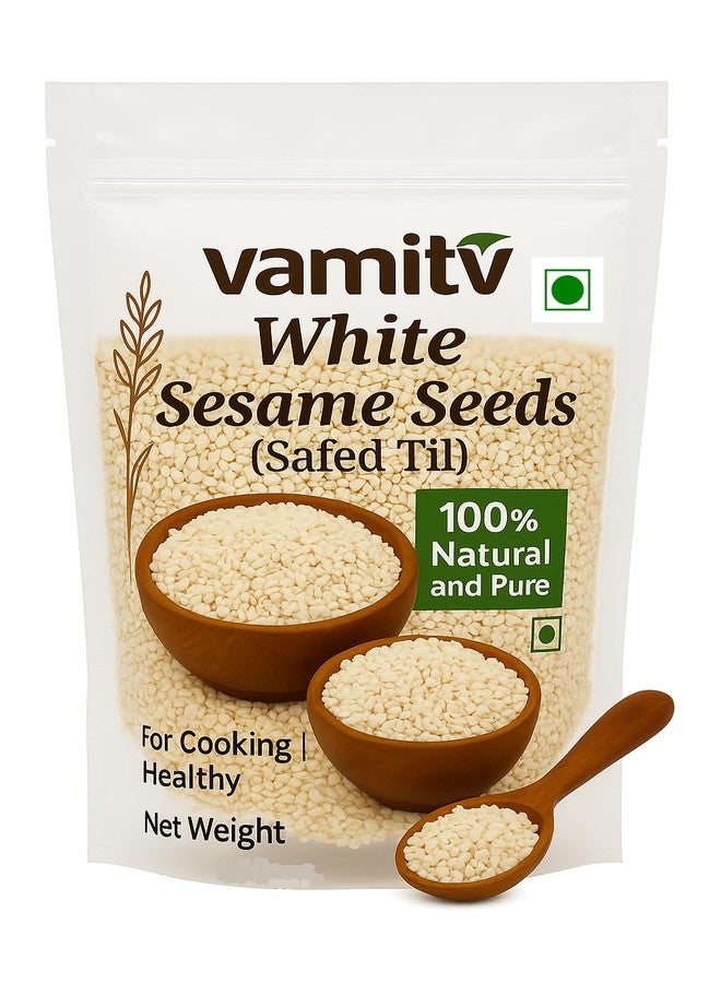 Vamitv White Sesame Seeds | Raw Safed Til | Whole Natural Sabut Till for Eating & Cooking | 100% Pure (1400gm (Pack of 2(700gm*2)) - Image 1
