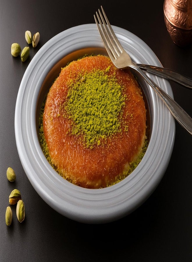 Frigya Kunefe Plate - Cooking and Serving Plates for Shredded Kadaifi, kunafa knafe knafeh Phyllo, Fillo Dough Pan - Set of 3 Silver Color Aluminum Pans (Compatible for frozen kunefe) - Image 4