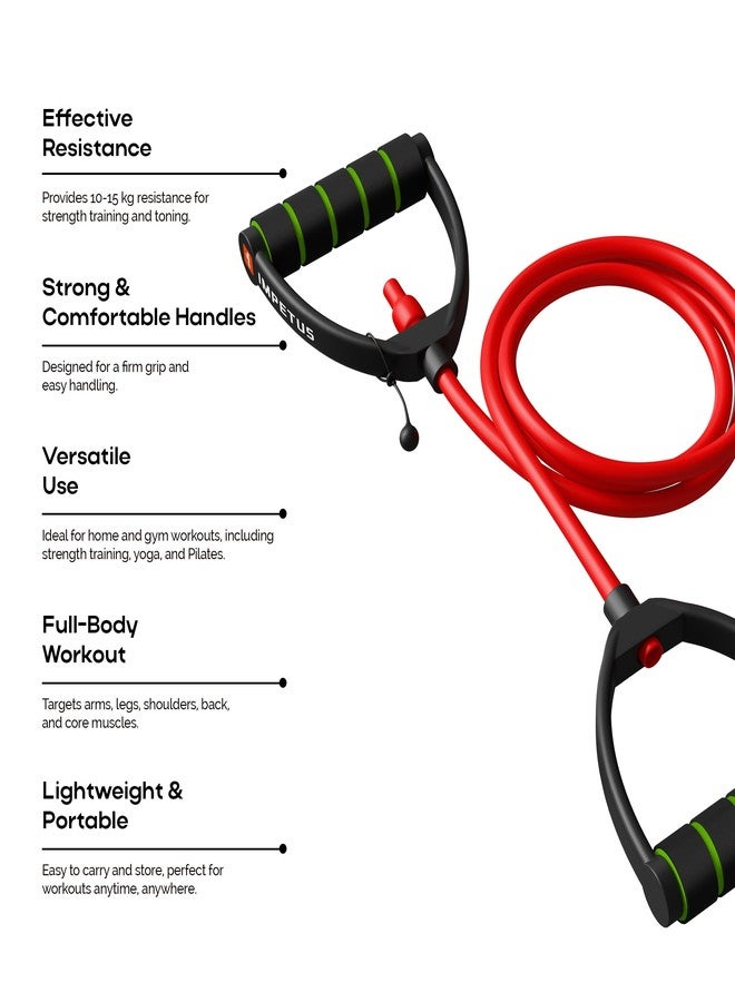 IMPETUS Single Resistance Toning Tube for Stretching, Toning & Full Body Workouts (10kg-15kg) Premium Resistance Exercise Tube (Red) - Image 3