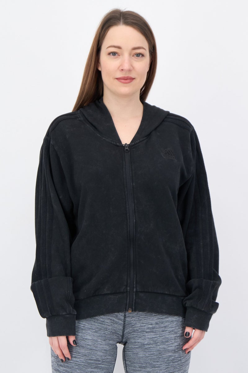 Adidas Women Sportswear Fit Long Sleeve Outdoor Full Zip Hoodie, Black - Image 1
