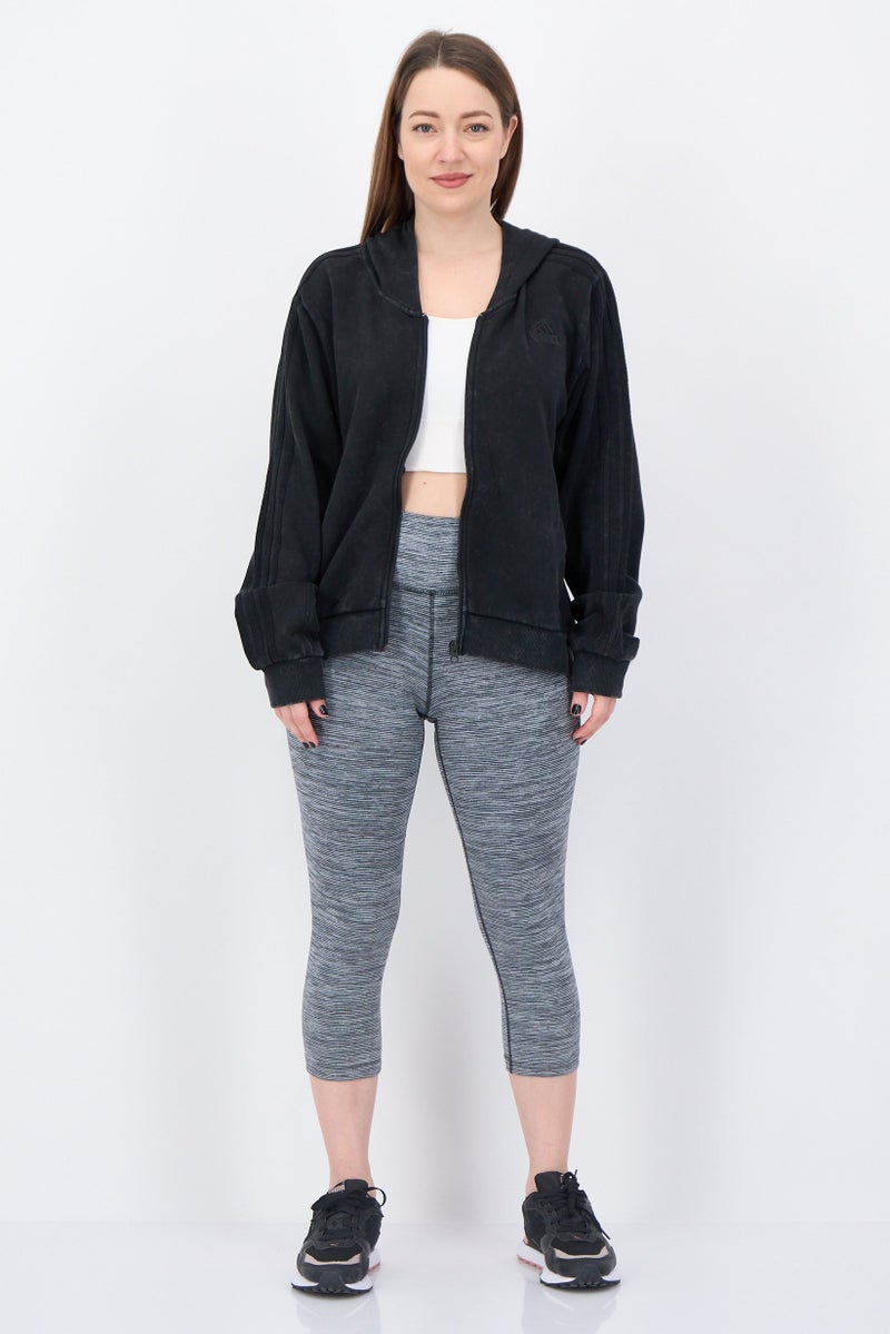 Adidas Women Sportswear Fit Long Sleeve Outdoor Full Zip Hoodie, Black - Image 3