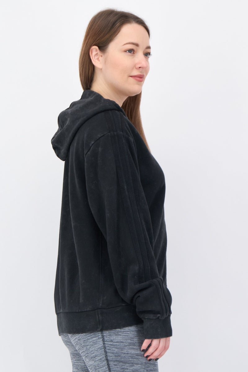 Adidas Women Sportswear Fit Long Sleeve Outdoor Full Zip Hoodie, Black - Image 2