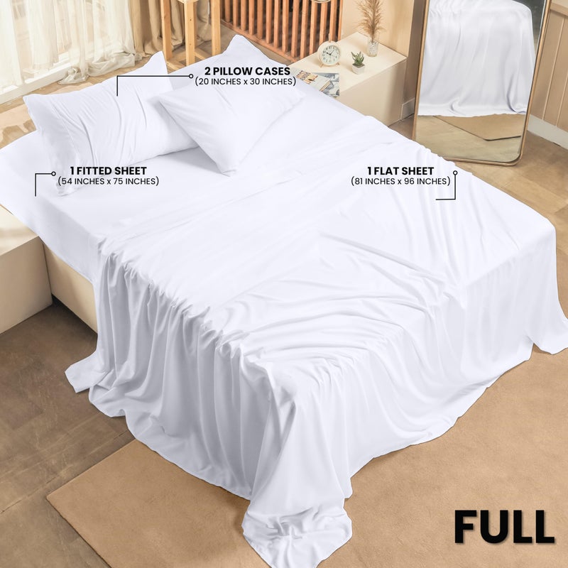 Utopia Bedding Full Sheet Set 4 Piece Bed Sheets for Full Size Bed, Hotel Luxury, Extra Soft, Cooling Bed Sheets - Wrinkle, and Fade Resistant (White) - Image 2