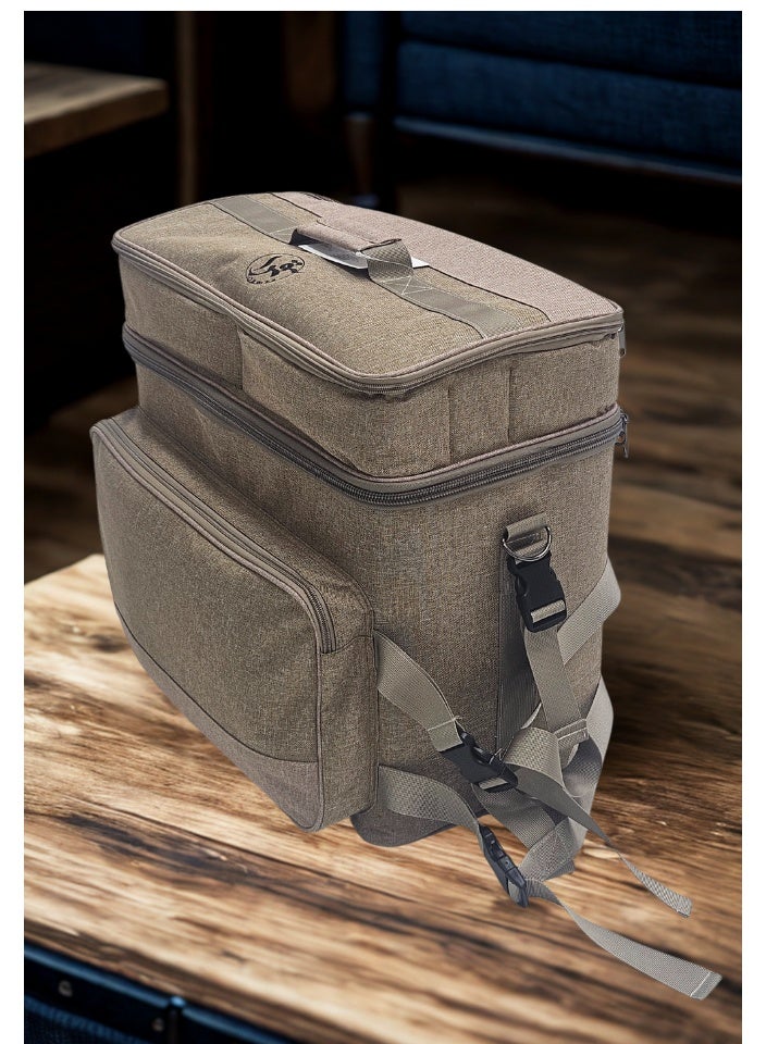 قمرا شنطة / حقيبة تخييم وسفر نظام طابقين بسعة كبيرة – متعددة الجيوب ومبطنة من الداخل، مصنوعة من قماش اكسفورد متين ومقاوم للماء، مثالية لتنظيم الأغراض أثناء الرحلات والتخييم (45×24×41 سم) - Image 1