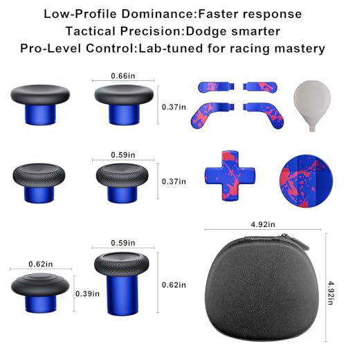 ZAPOLEX 14-in-1 Controller Accessories Kit Compatible with Xbox Elite Series 2, 6 Premium Metal Thumbsticks, Swap Joysticks, 4 Interchangeable Paddles, 2 D-Pads, 1 Tool & 1 Storage Bag (Blue+Red) - Image 5