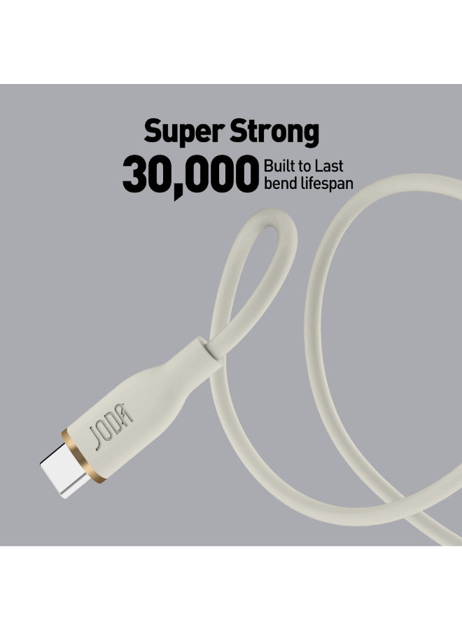 جودا كابل سليب سي - 60W سيليكون 1 متر - ذهبي ، متين وأنيق، مثالي للاستخدام اليومي، يُستخدم لشحن الهواتف الذكية، اللابتوبات، والأجهزة اللوحية بسرعة عالية ⚡. مع تصميم عملي وأنيق، يمكن لهذا الكابل أن يتحمل ما يصل إلى 30,000 طية دون تلف 🔄. - Image 4