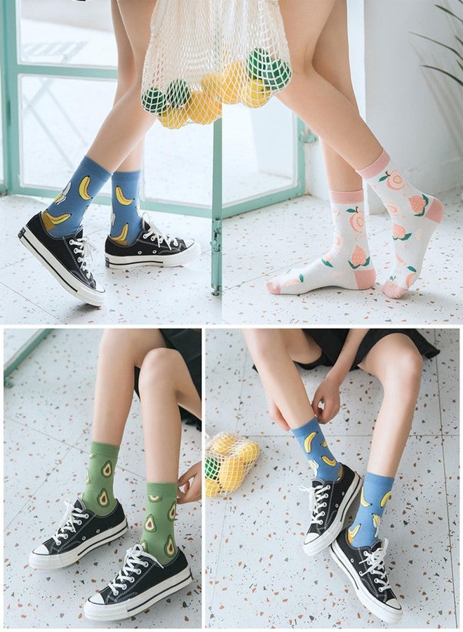 Joylife Fruit Embroidered Crew Socks Cute Pattern Quartz Sock Funny Dress Socks for Women, Ladies, Girls, 6 Pack - Image 4