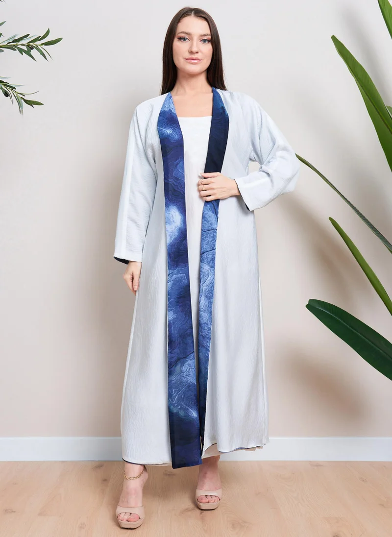 Couturelabs Blue White Reversible Abaya with Sheila