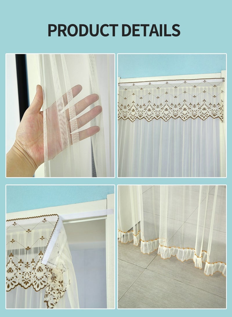 1m*2m Floral Printing Anti-mosquito Tulle Door Curtain, Decorate Room Door, Block Mosquitoes and Bugs, Good for Home, Yellow