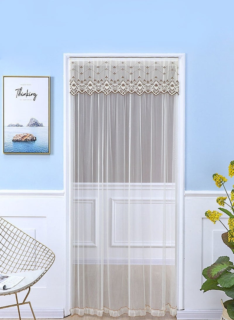 1m*2m Floral Printing Anti-mosquito Tulle Door Curtain, Decorate Room Door, Block Mosquitoes and Bugs, Good for Home, Yellow
