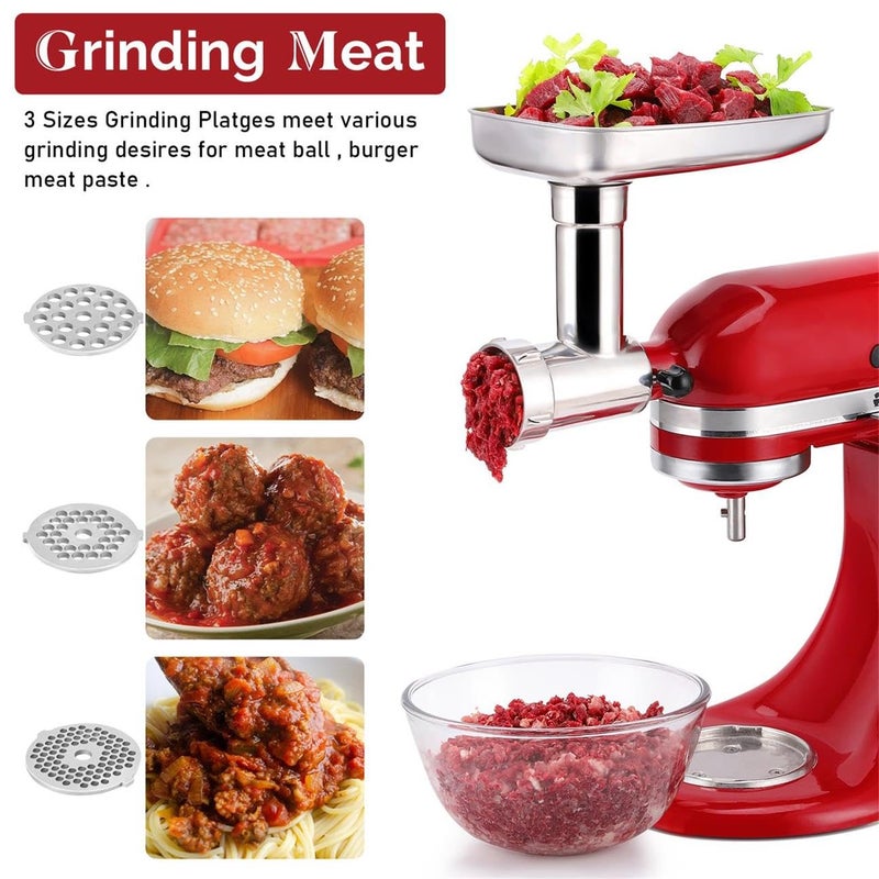 FavorKit Stainless Steel Food Grinder Attachment for KitchenAid Mixers, Dishwasher Safe Meat Processor Aceesory Included 3 Sausage Stuffer Tubes - Image 3