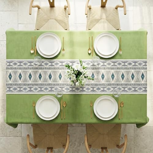 RUSTIQUE LINENS 100% Cotton Printed Table Cloth for 6 to 8 Seater – Water & Stain Resistant Dining Table Cover – Heavyweight, Washable – Sage Trails (230 x 150 CM) - Image 4