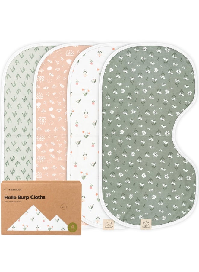 KeaBabies KeaBabies 4-Pack Baby Burp Cloths Baby Girl, Boy - Organic Cotton Burp Cloth, Extra Large, Absorbent, Soft Burping Cloths & Bibs Set for Babies, Newborn Burp Clothes, Thick Burp Rags (Fleur)  - Image 4