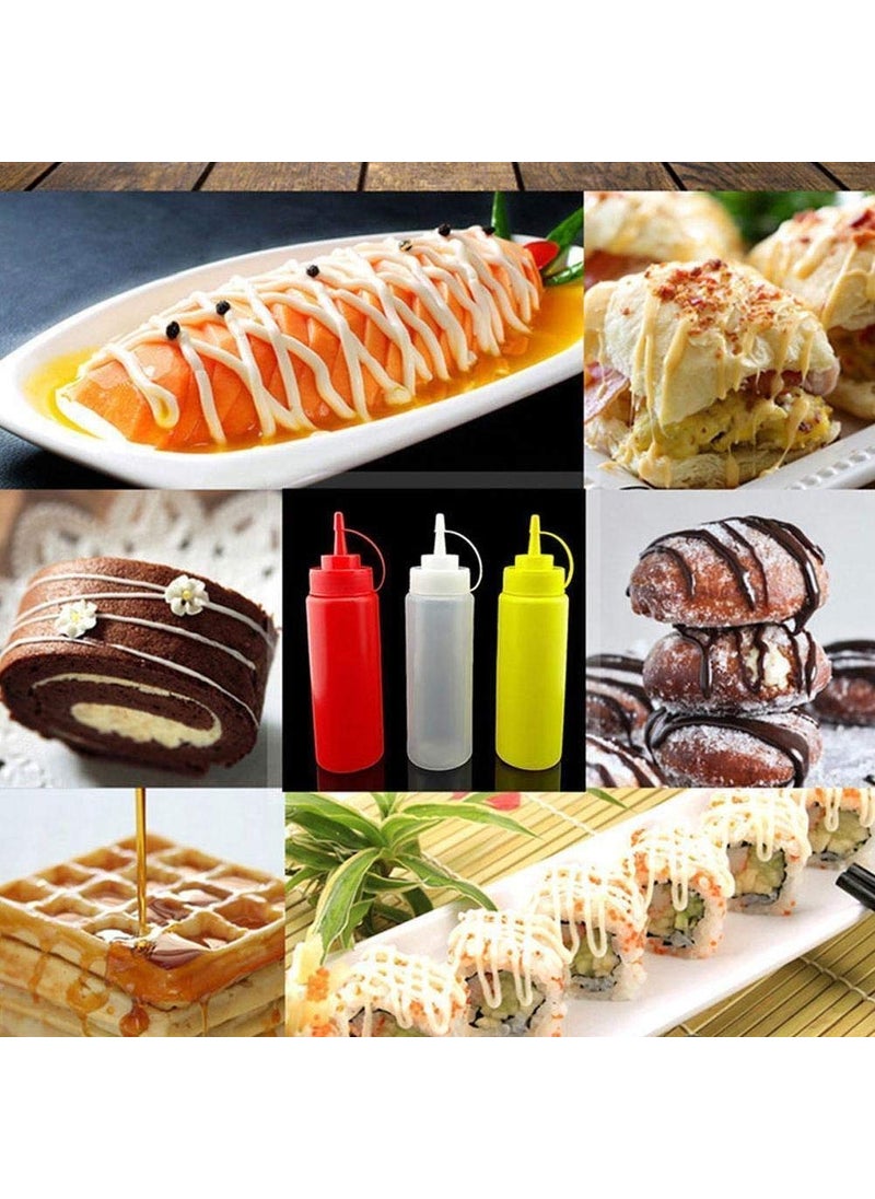 SGMSC SGMSC Set of 3 Plastic Leakproof Sealed Condiments Sauce Ketchup Squeeze Bottle Dispenser with Twist On Cap Lid 3 Pcs Set  - Image 5