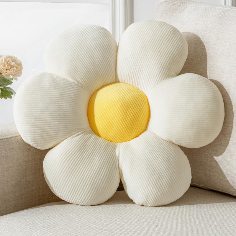 Vdoioe Flower Pillow,19.6" Cute Daisy Pillow Flower Shaped Throw Pillow Spring Home Decorative Seating Cushion - Image 1