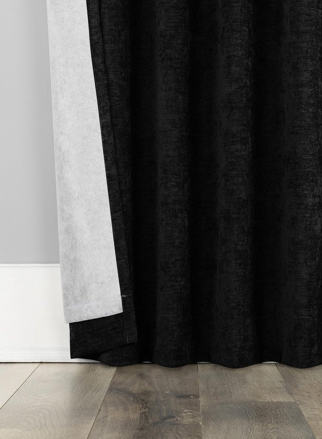 Sun Zero Isidora Velvet Magnetic Closure 100% Blackout Grommet Curtain Panel, 40" x 84", Black - Image 5