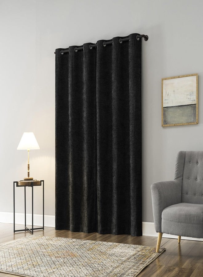 Sun Zero Isidora Velvet Magnetic Closure 100% Blackout Grommet Curtain Panel, 40" x 84", Black - Image 2