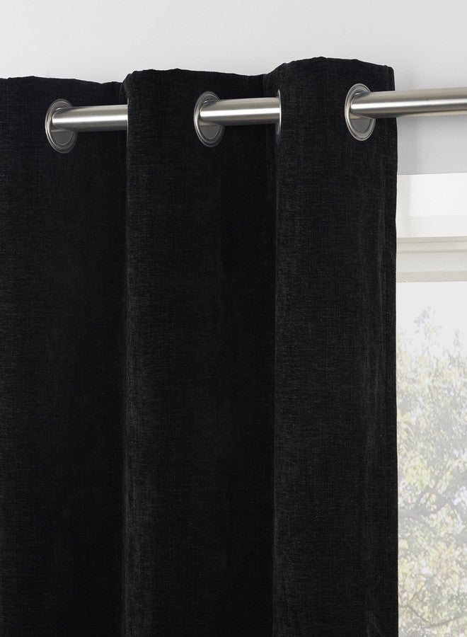 Sun Zero Isidora Velvet Magnetic Closure 100% Blackout Grommet Curtain Panel, 40" x 84", Black - Image 3