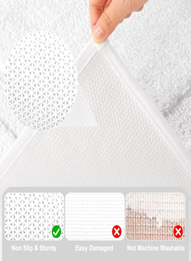 SHACOS White Bathroom Rugs Sets 2 Piece 32x20 + 47x20 inch, Non Slip Bath Mat Microfiber Washable Bathroom Rugs, Soft Fluffy Water Absorbent Bath Mat Set of 2 - Image 5