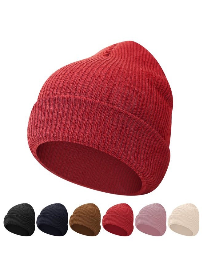 WYOK Kids Beanie Winter Soft Warm Knit Cap Children Classic Autumn Cozy Hats Youth Unisex for Girl Boy 5-15 Years, Red, One Size - Image 1