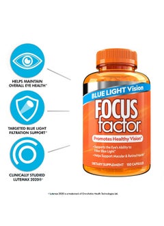 Focus Factor Focus Factor Blue Light Formula (150 Count) - Eye Vitamins with Blue Light Filtration Support - Lutein and Zeaxanthin Supplement with Vitamin C, Vitamin E, Lutemax 2020® - Promote Eye Health  - Image 2